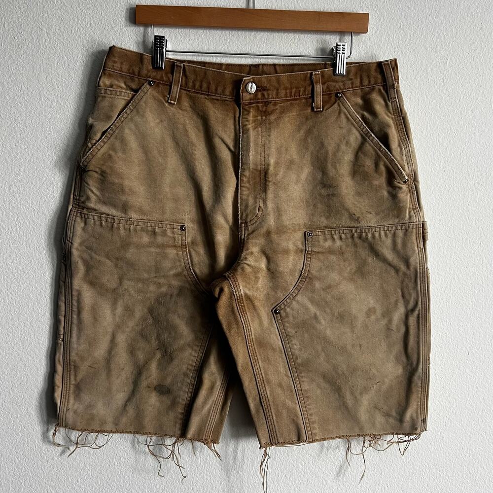 Carhartt faded brown double knee work wear carpenter shorts
